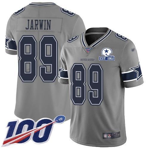 Nike Dallas Cowboys #89 Blake Jarwin Gray Stitched With Established In 1960 Patch NFL Limited Inverted Legend 100th Season Jersey
