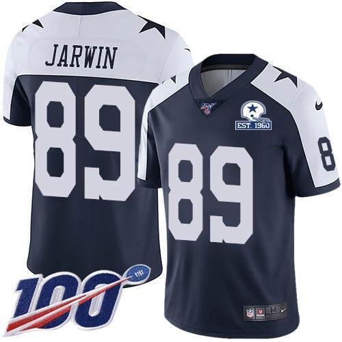 Nike Dallas Cowboys #89 Blake Jarwin Navy Blue Thanksgiving Stitched With Established In 1960 Patch NFL 100th Season Vapor Untouchable Limited Throwb