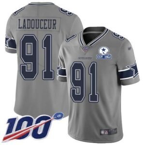 Nike Dallas Cowboys #91 L.P. Ladouceur Gray Stitched With Established In 1960 Patch NFL Limited Inverted Legend 100th Season Jersey
