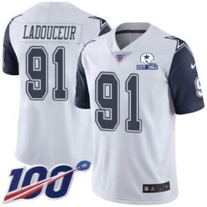 Nike Dallas Cowboys #91 L.P. Ladouceur White Stitched With Established In 1960 Patch NFL Limited Rush 100th Season Jersey