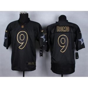 Nike Dallas Cowboys #9 Tony Romo Black Stitched NFL Elite Gold No. Fashion Jersey