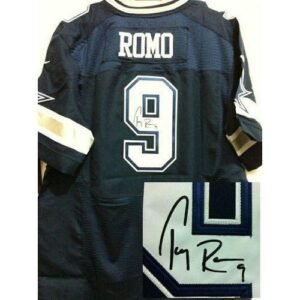 Nike Dallas Cowboys #9 Tony Romo Navy Blue Team Color Stitched NFL Elite Autographed Jersey