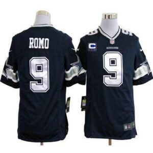 Nike Dallas Cowboys #9 Tony Romo Navy Blue Team Color With C Patch Stitched NFL Game Jersey