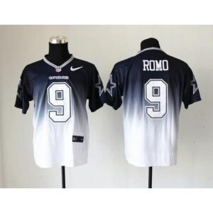 Nike Dallas Cowboys #9 Tony Romo Navy Blue/White Stitched NFL Elite Fadeaway Fashion Jersey