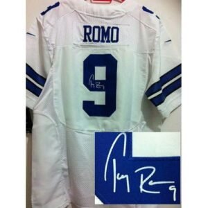 Nike Dallas Cowboys #9 Tony Romo White Stitched NFL Elite Autographed Jersey