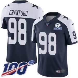 Nike Dallas Cowboys #98 Tyrone Crawford Navy Blue Thanksgiving Stitched With Established In 1960 Patch NFL 100th Season Vapor Untouchable Limited Thr