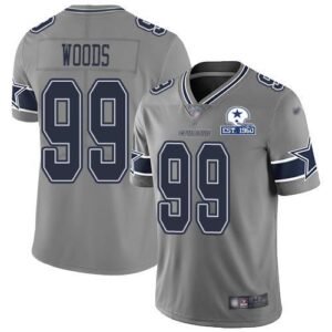 Nike Dallas Cowboys #99 Antwaun Woods Gray Stitched With Established In 1960 Patch NFL Limited Inverted Legend Jersey