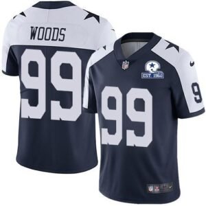 Nike Dallas Cowboys #99 Antwaun Woods Navy Blue Thanksgiving Stitched With Established In 1960 Patch NFL Vapor Untouchable Limited Throwback Jersey M