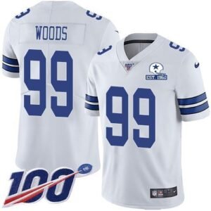 Nike Dallas Cowboys #99 Antwaun Woods White Stitched With Established In 1960 Patch NFL 100th Season Vapor Untouchable Limited Jersey