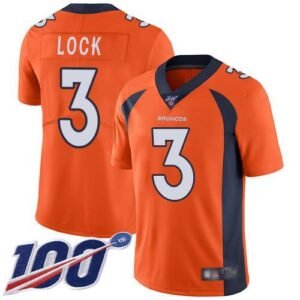 Nike Denver Broncos #3 Drew Lock Orange Team Color Stitched NFL 100th Season Vapor Limited Jersey