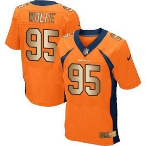 Nike Denver Broncos #95 Derek Wolfe Orange Team Color Stitched NFL New Elite Gold Jersey
