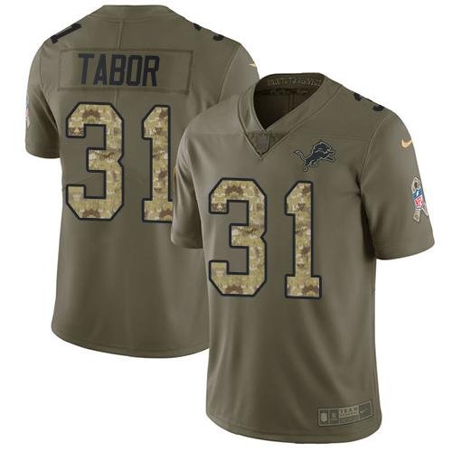 Nike Detroit Lions #31 Teez Tabor Olive/Camo Stitched NFL Limited 2017 Salute To Service Jersey