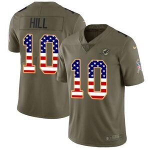 Nike Dolphins #10 Tyreek Hill Olive/USA Flag Stitched NFL Limited 2017 Salute To Service Jersey