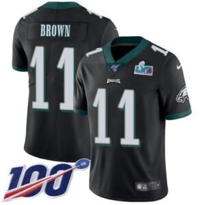 Philadelphia Eagles #11 A.J. Brown Black Alternate Super Bowl LVII Patch Stitched NFL 100th Season Vapor Untouchable Limited Jersey