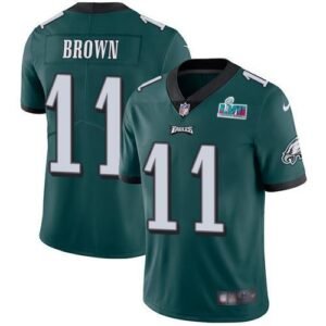 Philadelphia Eagles #11 A.J. Brown Green Team Color Super Bowl LVII Patch Stitched NFL Vapor Untouchable Limited Jersey