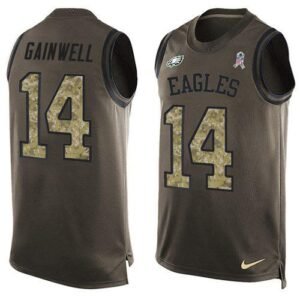 Philadelphia Eagles #14 Kenneth Gainwell Green Stitched NFL Limited Salute To Service Tank Top Jersey
