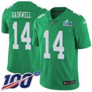 Philadelphia Eagles #14 Kenneth Gainwell Green Super Bowl LVII Patch Stitched NFL Limited Rush 100th Season Jersey