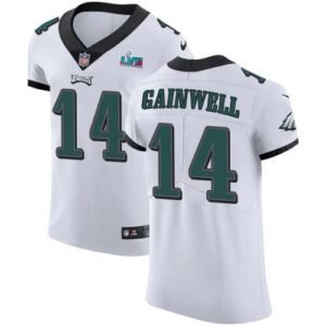 Philadelphia Eagles #14 Kenneth Gainwell White Super Bowl LVII Patch Stitched NFL New Elite Jersey