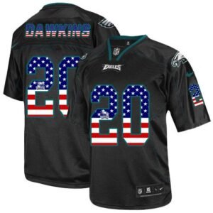 Philadelphia Eagles #20 Brian Dawkins Black Stitched NFL Elite USA Flag Fashion Jersey