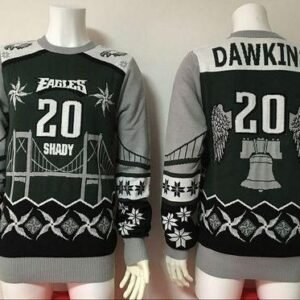 Philadelphia Eagles #20 Brian Dawkins Green/Grey Ugly Sweater