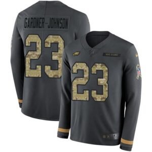 Philadelphia Eagles #23 C.J. Gardner-Johnson Anthracite Salute To Service Stitched NFL Limited Therma Long Sleeve Jersey