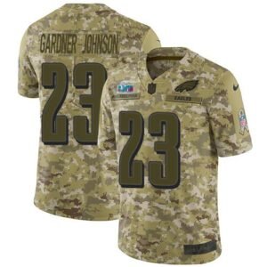 Philadelphia Eagles #23 C.J. Gardner-Johnson Camo Super Bowl LVII Patch Stitched NFL Limited 2018 Salute To Service Jersey
