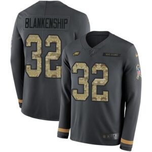 Philadelphia Eagles #32 Reed Blankenship Anthracite Salute To Service Stitched NFL Limited Therma Long Sleeve Jersey