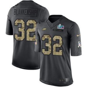 Philadelphia Eagles #32 Reed Blankenship Black Super Bowl LVII Patch Stitched NFL Limited 2016 Salute To Service Jersey