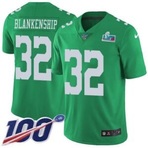 Philadelphia Eagles #32 Reed Blankenship Green Super Bowl LVII Patch Stitched NFL Limited Rush 100th Season Jersey