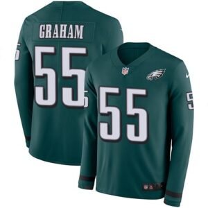 Philadelphia Eagles #55 Brandon Graham Midnight Green Team Color Stitched NFL Limited Therma Long Sleeve Jersey