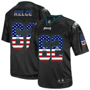 Philadelphia Eagles #62 Jason Kelce Black Stitched NFL Elite USA Flag Fashion Jersey
