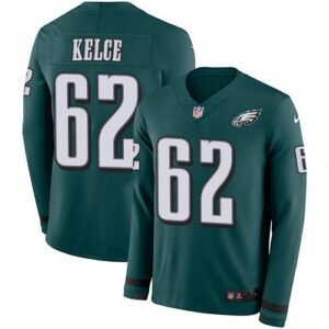 Philadelphia Eagles #62 Jason Kelce Midnight Green Team Color Stitched NFL Limited Therma Long Sleeve Jersey
