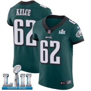 Philadelphia Eagles #62 Jason Kelce Midnight Green Team Color Super Bowl LII Stitched NFL Vapor Untouchable Elite Jersey