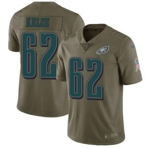 Philadelphia Eagles #62 Jason Kelce Olive Stitched NFL Limited 2017 Salute To Service Jersey