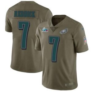 Philadelphia Eagles #7 Haason Reddick Olive Super Bowl LVII Patch Stitched NFL Limited 2017 Salute To Service Jersey