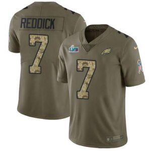 Philadelphia Eagles #7 Haason Reddick Olive/Camo Super Bowl LVII Patch Stitched NFL Limited 2017 Salute To Service Jersey
