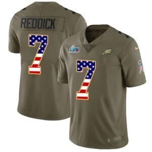 Philadelphia Eagles #7 Haason Reddick Olive/USA Flag Super Bowl LVII Patch Stitched NFL Limited 2017 Salute To Service Jersey