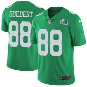 Philadelphia Eagles #88 Dallas Goedert Green Super Bowl LVII Patch Stitched NFL Limited Rush Jersey