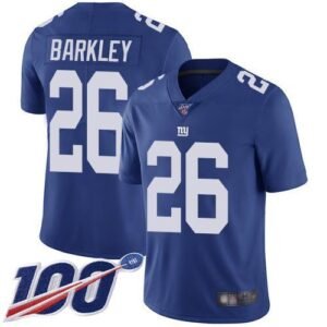 Nike Giants #26 Saquon Barkley Royal Blue Team Color Men’s Stitched NFL 100th Season Vapor Limited Jersey