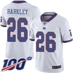 Nike Giants #26 Saquon Barkley White Men’s Stitched NFL Limited Rush 100th Season Jersey