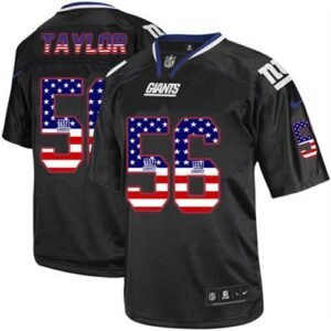 Nike Giants #56 Lawrence Taylor Black Men’s Stitched NFL Elite USA Flag Fashion Jersey