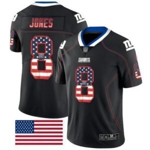 Nike Giants #8 Daniel Jones Black Men’s Stitched NFL Limited Rush USA Flag Jersey