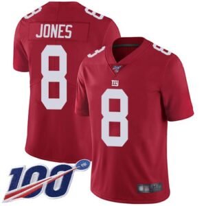 Nike Giants #8 Daniel Jones Red Alternate Men’s Stitched NFL 100th Season Vapor Limited Jersey