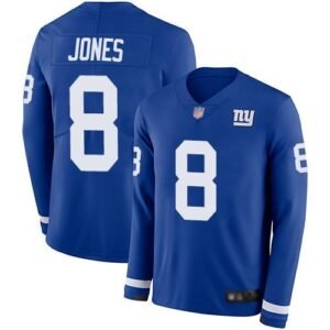 Nike Giants #8 Daniel Jones Royal Blue Team Color Men’s Stitched NFL Limited Therma Long Sleeve Jersey