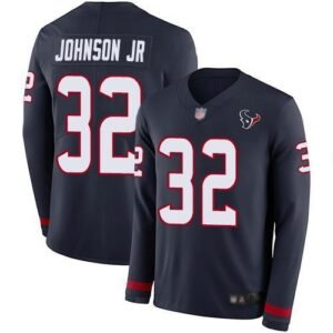 Nike Houston Texans #32 Lonnie Johnson Jr. Navy Blue Team Color Stitched NFL Limited Therma Long Sleeve Jersey