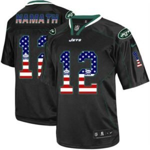 Nike Jets #12 Joe Namath Black Stitched NFL Elite USA Flag Fashion Jersey