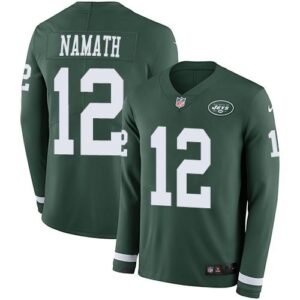 Nike Jets #12 Joe Namath Green Team Color Stitched NFL Limited Therma Long Sleeve Jersey
