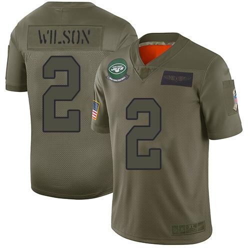 Nike Jets #2 Zach Wilson Camo Stitched NFL Limited 2019 Salute To Service Jersey