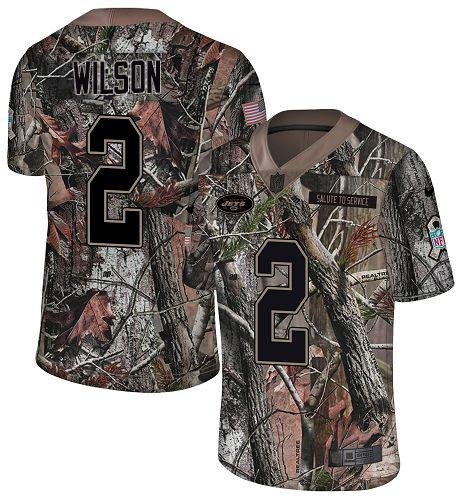 Nike Jets #2 Zach Wilson Camo Stitched NFL Limited Rush Realtree Jersey