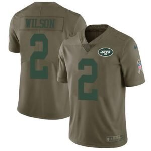Nike Jets #2 Zach Wilson Olive Stitched NFL Limited 2017 Salute To Service Jersey